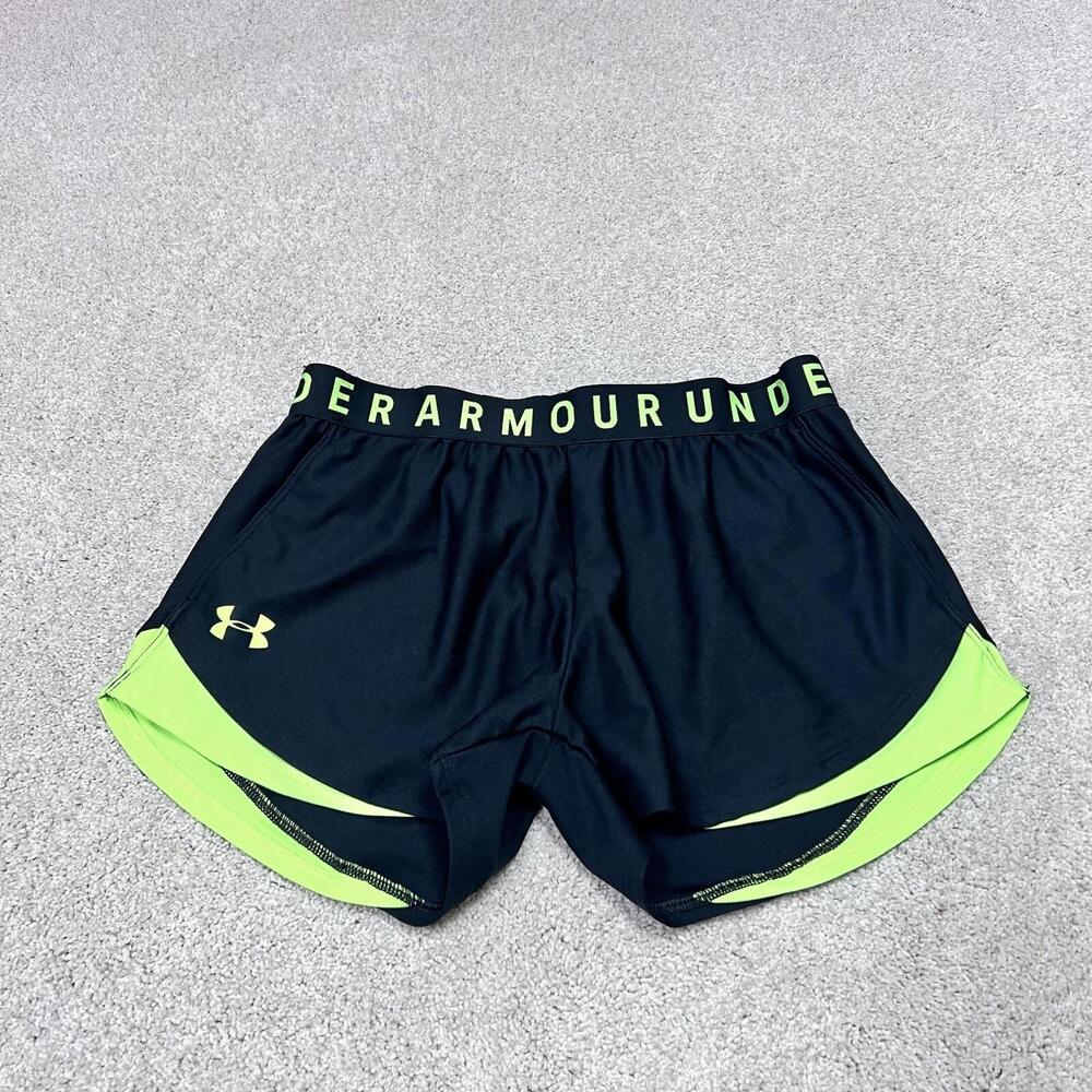 Under Armour Shorts Loose Women’s Black Green Elastic Waist Pockets Size Small